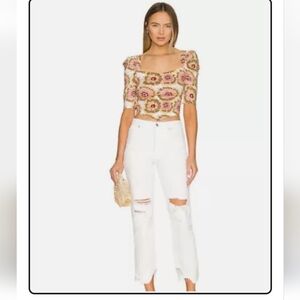 Free People white tapered baggy boyfriend